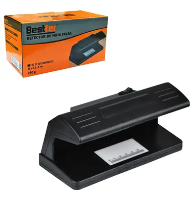 DETECTOR DE NOTA FALSA COM LUZ ULTRAVIOLETA A PILHA 18X9X8,5CM NA CAIXA