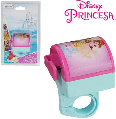 BUZINA PARA BICICLETA INFANTIL PRINCESAS COM CABECA MOVEL A PILHA NA CARTELA