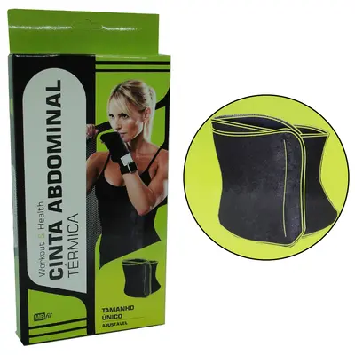 CINTA ABDOMINAL TERMICA DE NEOPRENE PRETA COM VELCRO AJUSTAVEL
