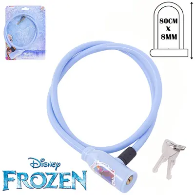 CADEADO TRAVA DE BICICLETA / MOTO INFANTIL AZUL 80CMX8MM NA CARTELA FROZEN