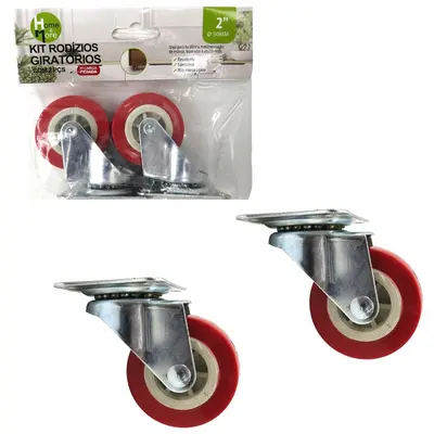 KIT RODIZIO GIRATORIO VERMELHO 2'' COM 2 PECAS