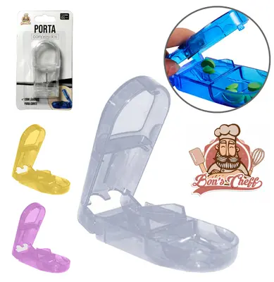 PORTA COMPRIMIDO TRANSCOLOR COM LAMINA PARA CORTE 8,5X4CM