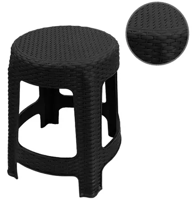 BANQUETA DE PLASTICO REDONDA RATTAN PRETA 45X35CM DE Ø