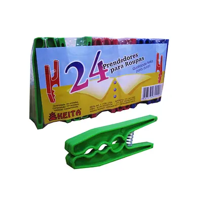 PRENDEDOR DE ROUPA DE PLASTICO COM 24 PECAS 8,5X1CM