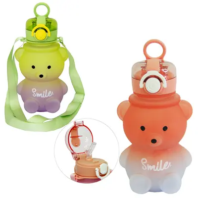 GARRAFA SQUEEZE DE PLASTICO AS EMBORRACHADO URSO SMILE COM BOTAO + TRAVA 750ML