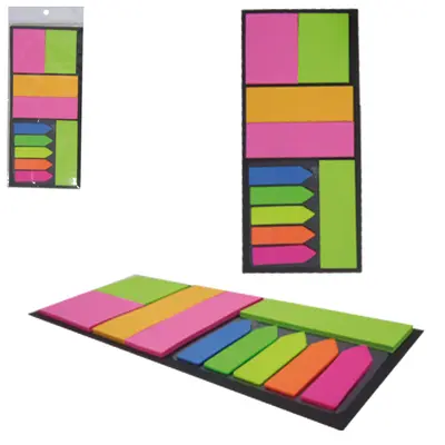 BLOCO DE ANOTACAO STICKER COM MARCADOR DE PAGINA ADESIVO FITA / SETA / RETANGULAR COM 250 FOLHAS COLORS