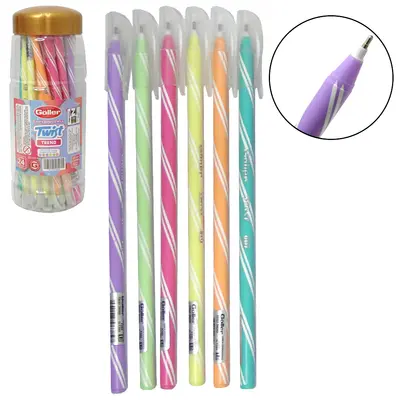 CANETA ESFEROGRAFICA TWIST TREND 1.0 MM ESCRITA MEDIA COM 24 PECAS