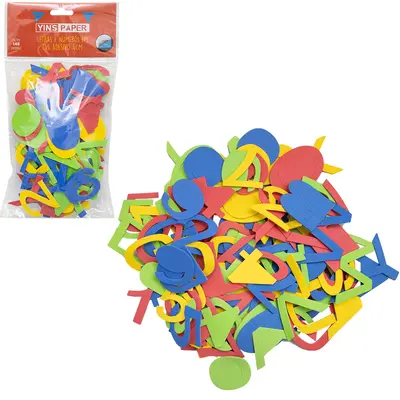 ALFABETO E NUMEROS DE EVA ADESIVO DIDATICO YINS PAPER COM 148 PECAS 4CM