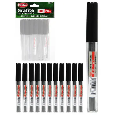 GRAFITE PARA LAPISEIRA HB 2.0MM COM 12 TUBOS NA SOLAPA