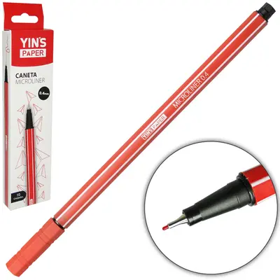 CANETA HIDROGRAFICA MICROLINER VERMELHA PONTA ULTRA FINA 0.4MM YINS PAPER COM 10 PECAS