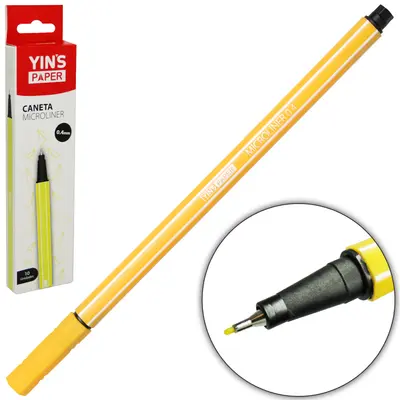 CANETA HIDROGRAFICA MICROLINER AMARELO PONTA ULTRA FINA 0.4MM YINS PAPER COM 10 PECAS
