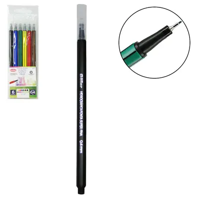 CANETA HIDROGRAFICA COLORS 0.4MM SUPER FINA COM 6 PECAS NA SOLAPA