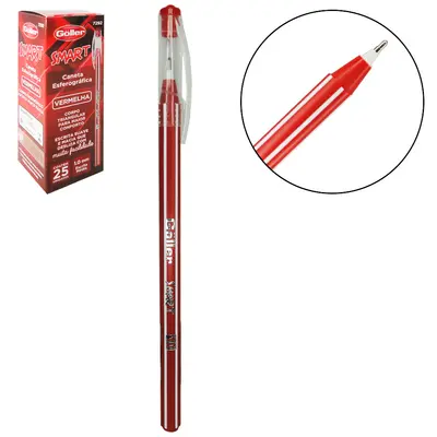 CANETA ESFEROGRAFICA VERMELHA SMART 1.0 MM ESCRITA MEDIA COM 25 PECAS NA CAIXA