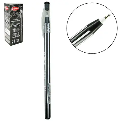 CANETA ESFEROGRAFICA PRETA SMART 1.0 MM ESCRITA MEDIA COM 25 PECAS NA CAIXA
