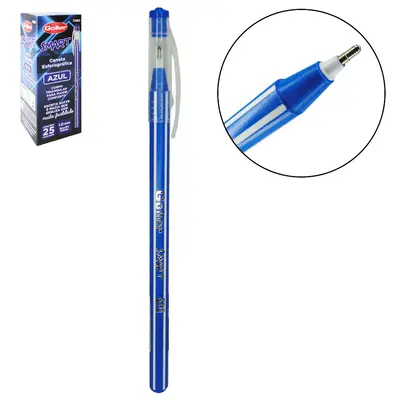 CANETA ESFEROGRAFICA AZUL SMART 1.0 MM ESCRITA MEDIA COM 25 PECAS NA CAIXA