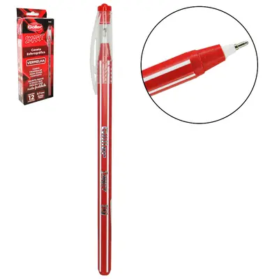 CANETA ESFEROGRAFICA VERMELHA SMART 0.7MM ESCRITA MEDIA COM 12 PECAS
