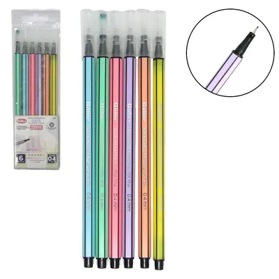 CANETA HIDROGRAFICA TREND PASTEIS 0.4MM PONTA SUPER FINA COM 6 PECAS
