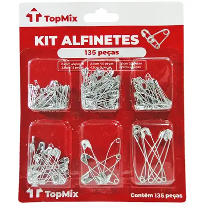 ALFINETE DE SEGURANCA DE METAL COM 135 PECAS