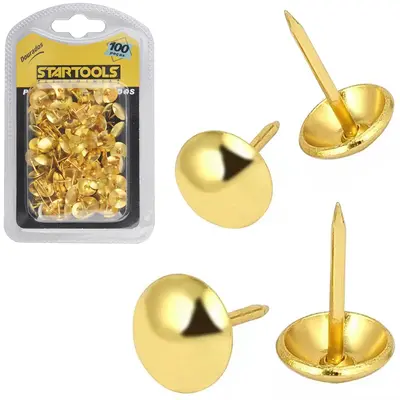 TACHINHA PERCEVEJO LATONADO DOURADO COM 100 PECAS 11X10MM