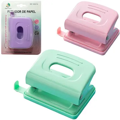 PERFURADOR DE PAPEL DE METAL DUPLO FURO INTER PAPER 12X8,5X4,5CM
