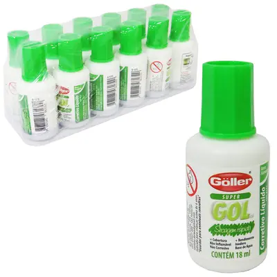 CORRETIVO LIQUIDO SUPER GOL 18ML COM 12 PECAS