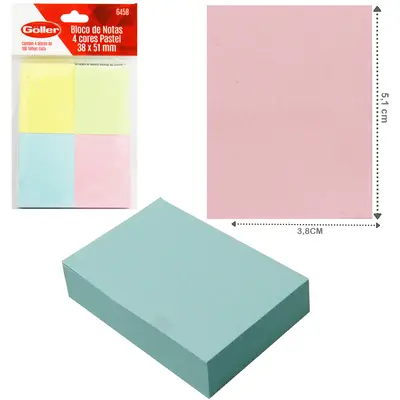 BLOCO DE ANOTACAO STICKER ADESIVO RETANGULAR COM 400 FOLHAS COLORS 5,1X3,8CM