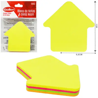 BLOCO DE ANOTACAO STICKER ADESIVO SETA COM 80 FOLHAS COLORS 7X6,8CM