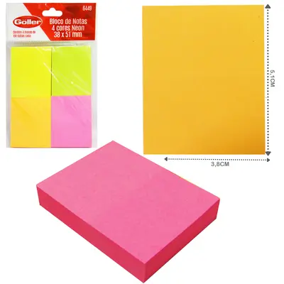 BLOCO DE ANOTACAO STICKER ADESIVO RETANGULAR COM 400 FOLHAS COLORS 5,1X3,8CM