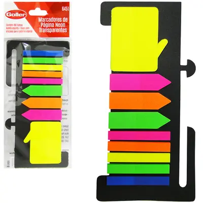 BLOCO DE ANOTACAO STICKER COM MARCADOR DE PAGINA ADESIVO FITA/SETA/BALAO 180 FOLHAS