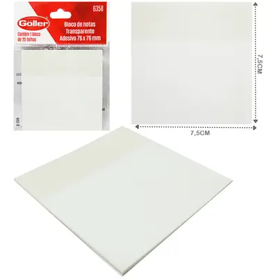 BLOCO DE ANOTACAO STICKER ADESIVO QUADRADO TRANSPARENTE 20 FOLHAS