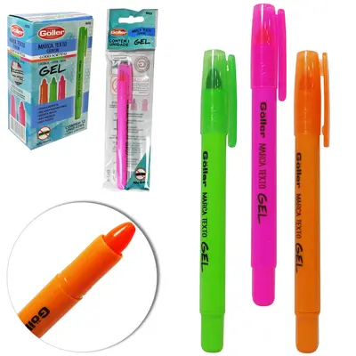 CANETA MARCA TEXTO CRAYON GEL COLORS COM 12 PECAS NA CAIXA
