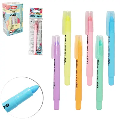 CANETA MARCA TEXTO CRAYON GEL PASTEIS COM 12 PECAS NA CAIXA