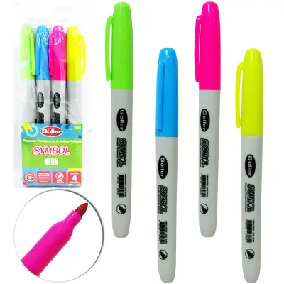 MARCADOR PERMANENTE SYMBOL NEON COM 4 PECAS