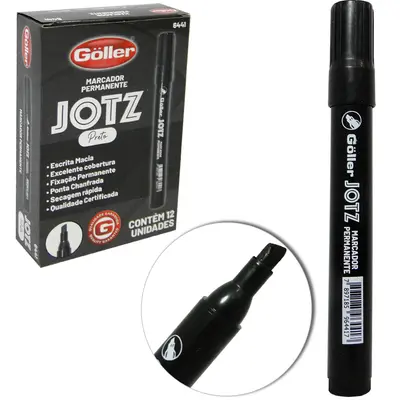 MARCADOR PERMANENTE JOTZ PRETO COM 12 PECAS
