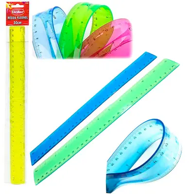 REGUA ESCOLAR FLEXIVEL COLORS 30CM NA SOLAPA