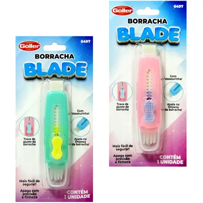 BORRACHA ESCOLAR CANETA BASTAO BLADE COM VASSOURINHA