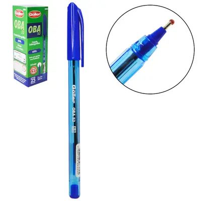 CANETA ESFEROGRAFICA AZUL OBA52 1.0MM ESCRITA MEDIA COM 25 PECAS NA CAIXA