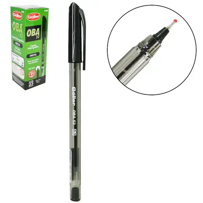 CANETA ESFEROGRAFICA PRETA OBA52 0.7MM ESCRITA FINA COM 25 PECAS NA CAIXA