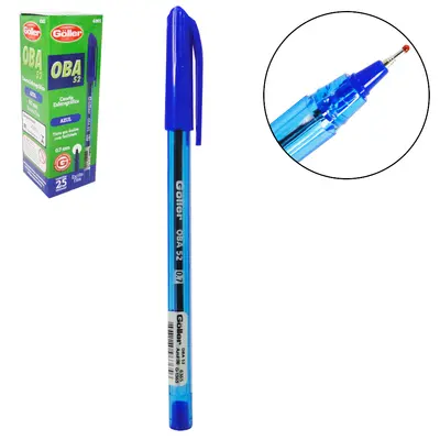 CANETA ESFEROGRAFICA AZUL OBA52 0.7MM ESCRITA FINA COM 25 PECAS NA CAIXA