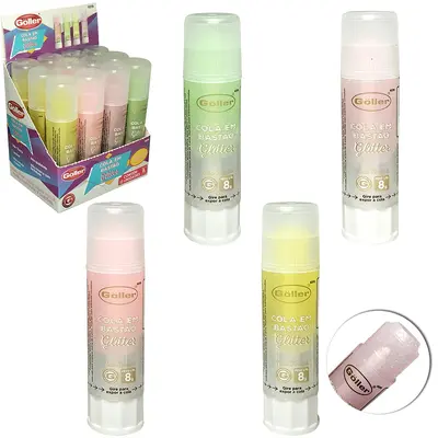 ADESIVO/COLA BASTAO GLITTER COM 12 PECAS 8GR