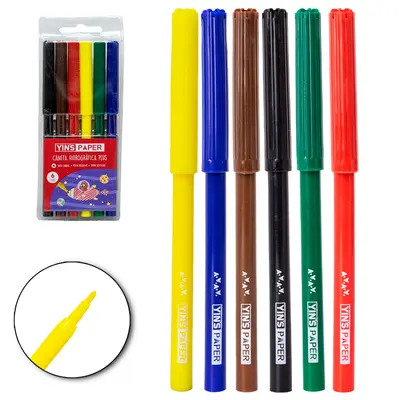 CANETA HIDROGRAFICA/HIDROCOR PLUS YINS PAPER COM 6 PECAS