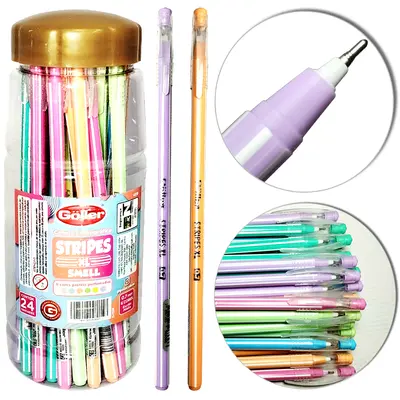 CANETA ESFEROGRAFICA STRIPES XL SMELL PASTEIS PERFUMADA 0.7MM ESCRITA MEDIA COM 24 PECAS