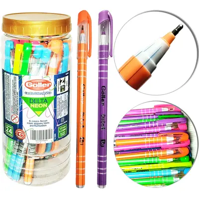 CANETA ESFEROGRAFICA DELTA NEON PERFUMADA 1.0MM ESCRITA MEDIA COM 24 PECAS