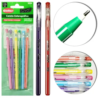 CANETA ESFEROGRAFICA SMART PERFUMADA 1.0MM ESCRITA MEDIA COM 6 PECAS