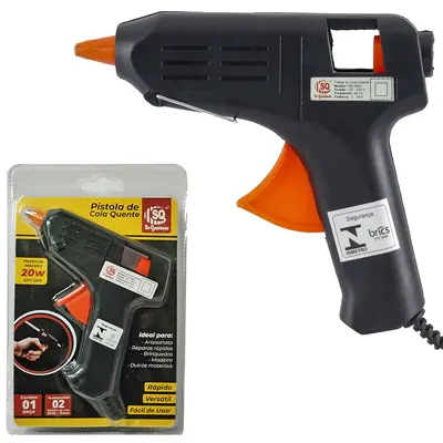 PISTOLA DE COLA QUENTE PEQUENA BIVOLT 20W COM 2 REFIS DE COLA