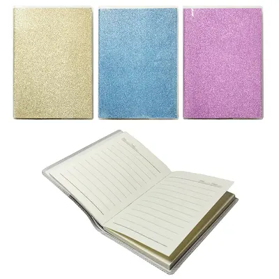 CADERNETA / BLOCO DE NOTAS COM 68 FOLHAS CAPA GLITTER COLORS 14X10CM