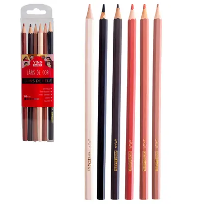 LAPIS DE COR SEXTAVADO 6 CORES TONS DE PELE YINS PAPER 17,5CM