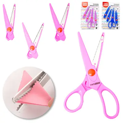 TESOURA ESCOLAR DE PICOTAR ZIGZAG 4 EM 1 DE INOX YINS PAPER 6,2'' 16CM