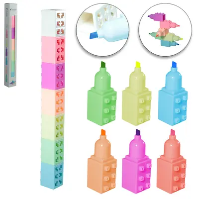 CANETA MARCA TEXTO BLOCOS DE MONTAR PAPER COM 6 CORES