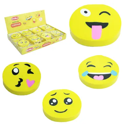BORRACHA ESCOLAR CARINHA EMOTICONS COM 24 PECAS